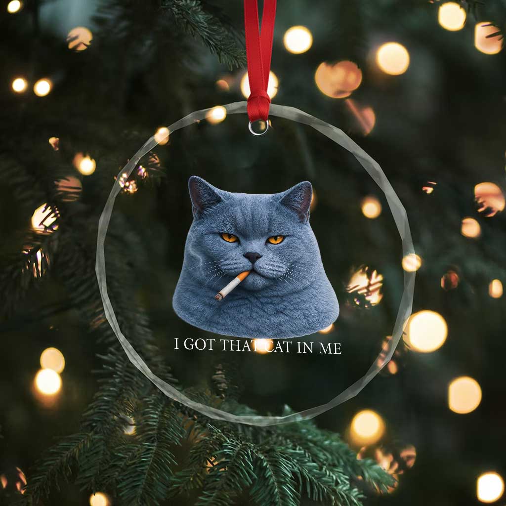 Funny British Shorthair Smoking Crystal Glass Ornament I Got That Cat In Me TS12 Print Your Wear