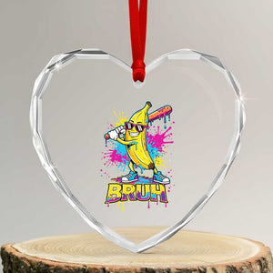 Funny Bruh Banana Baseball Drip Ice Cream Sports Splatter Heart Crystal Glass Ornament TS11 Transparent Glass 3'' Heart Print Your Wear