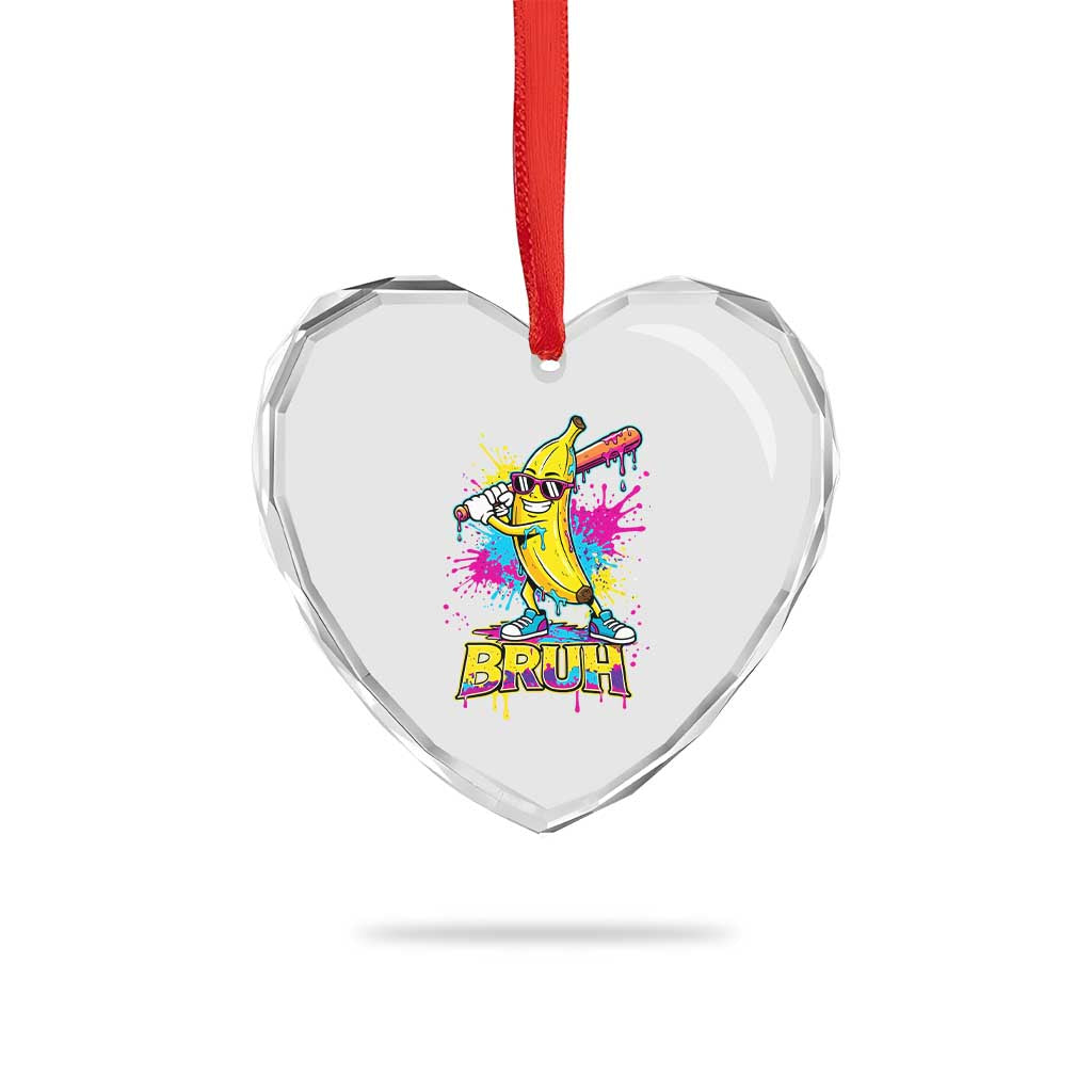 Funny Bruh Banana Baseball Drip Ice Cream Sports Splatter Heart Crystal Glass Ornament TS11 Print Your Wear