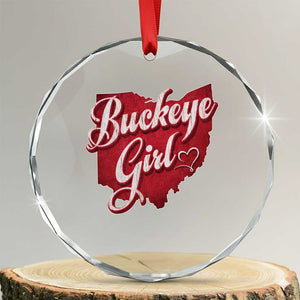 Funny Buckeye Girl Crystal Glass Ornament Red Map Of Ohio State TS11 Transparent Glass 3'' Circle Print Your Wear