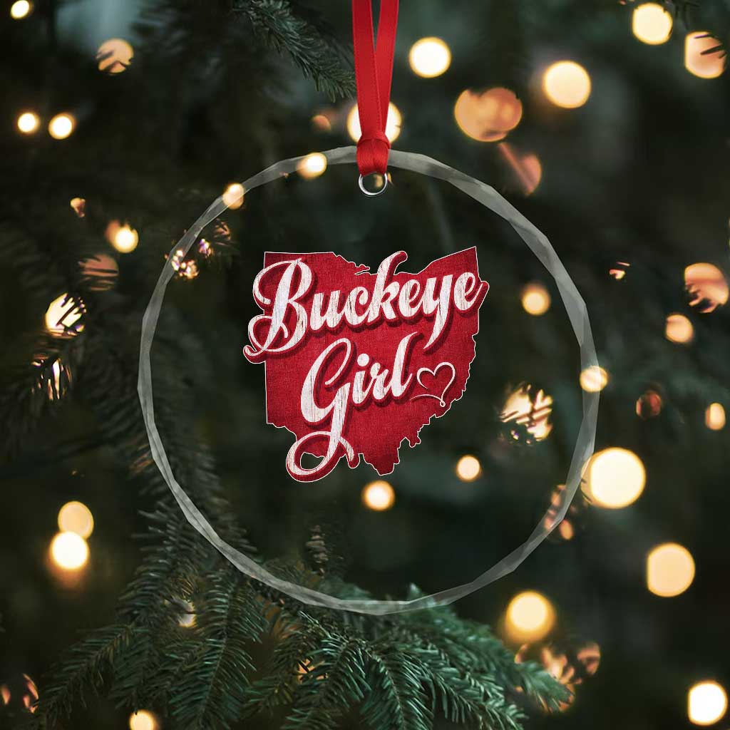 Funny Buckeye Girl Crystal Glass Ornament Red Map Of Ohio State TS11 Print Your Wear