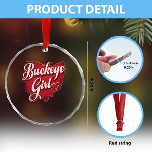 Funny Buckeye Girl Crystal Glass Ornament Red Map Of Ohio State TS11 Print Your Wear
