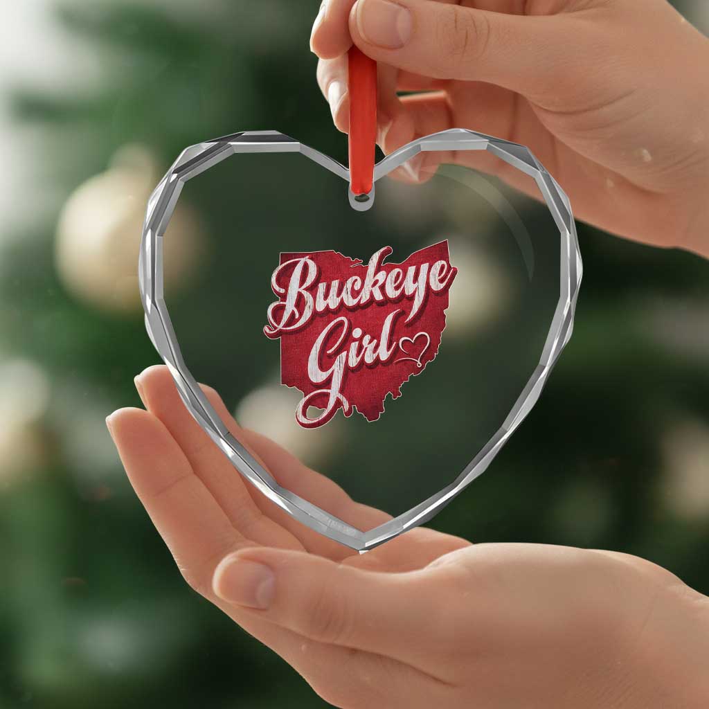Funny Buckeye Girl Heart Crystal Glass Ornament Red Map Of Ohio State TS11 Print Your Wear
