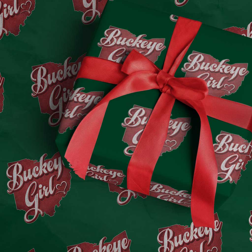 Funny Buckeye Girl Wrapping Paper Roll Red Map Of Ohio State TS11 Green Print Your Wear
