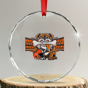 Funny Bulldog Football Lover Crystal Glass Ornament Game Day Fan Lifestyle TS12 Transparent Glass 3'' Circle Print Your Wear