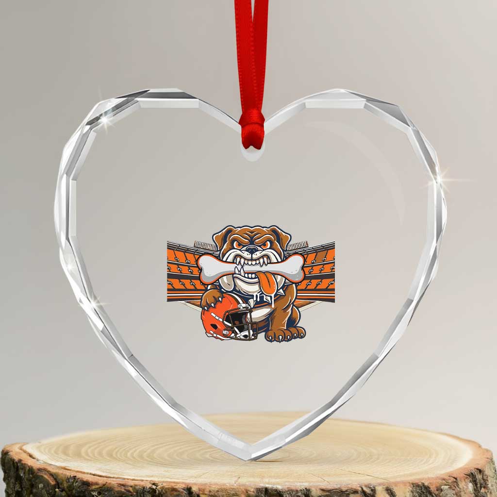 Funny Bulldog Football Lover Heart Crystal Glass Ornament Game Day Fan Lifestyle TS12 Transparent Glass 3'' Heart Print Your Wear