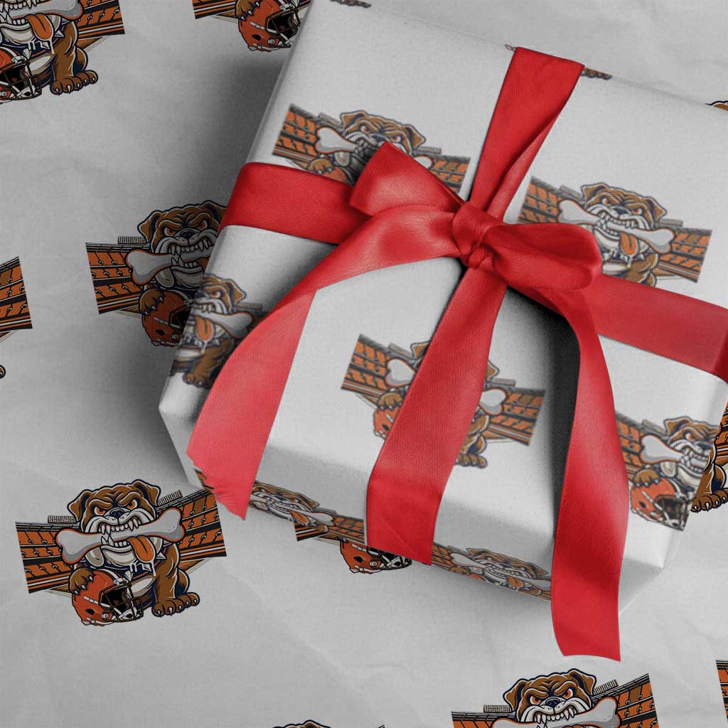 Funny Bulldog Football Lover Wrapping Paper Roll Game Day Fan Lifestyle TS12 White Print Your Wear