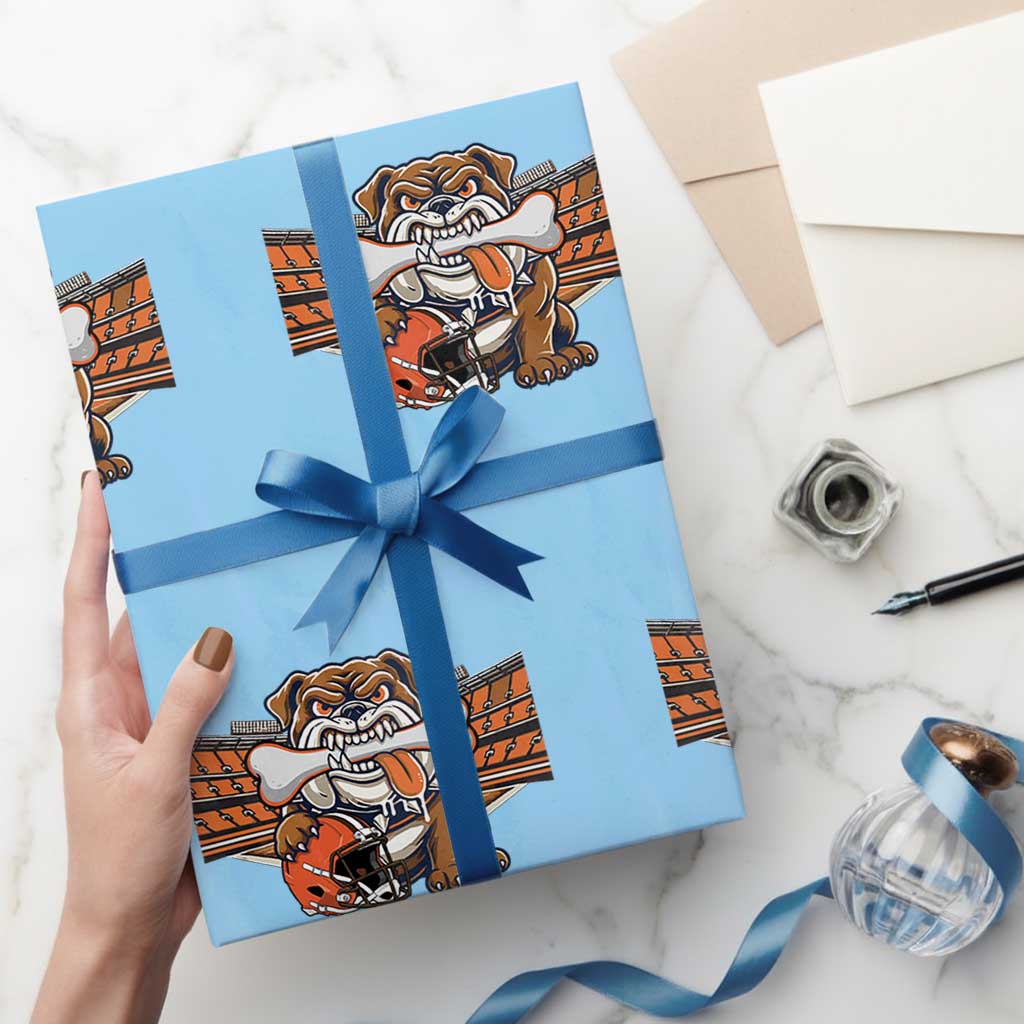 Funny Bulldog Football Lover Wrapping Paper Roll Game Day Fan Lifestyle TS12 Light Blue Print Your Wear