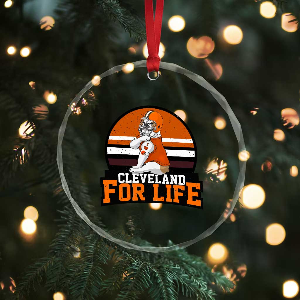 Funny Bulldog Game Day Crystal Glass Ornament Cleveland For Life TS12 Print Your Wear