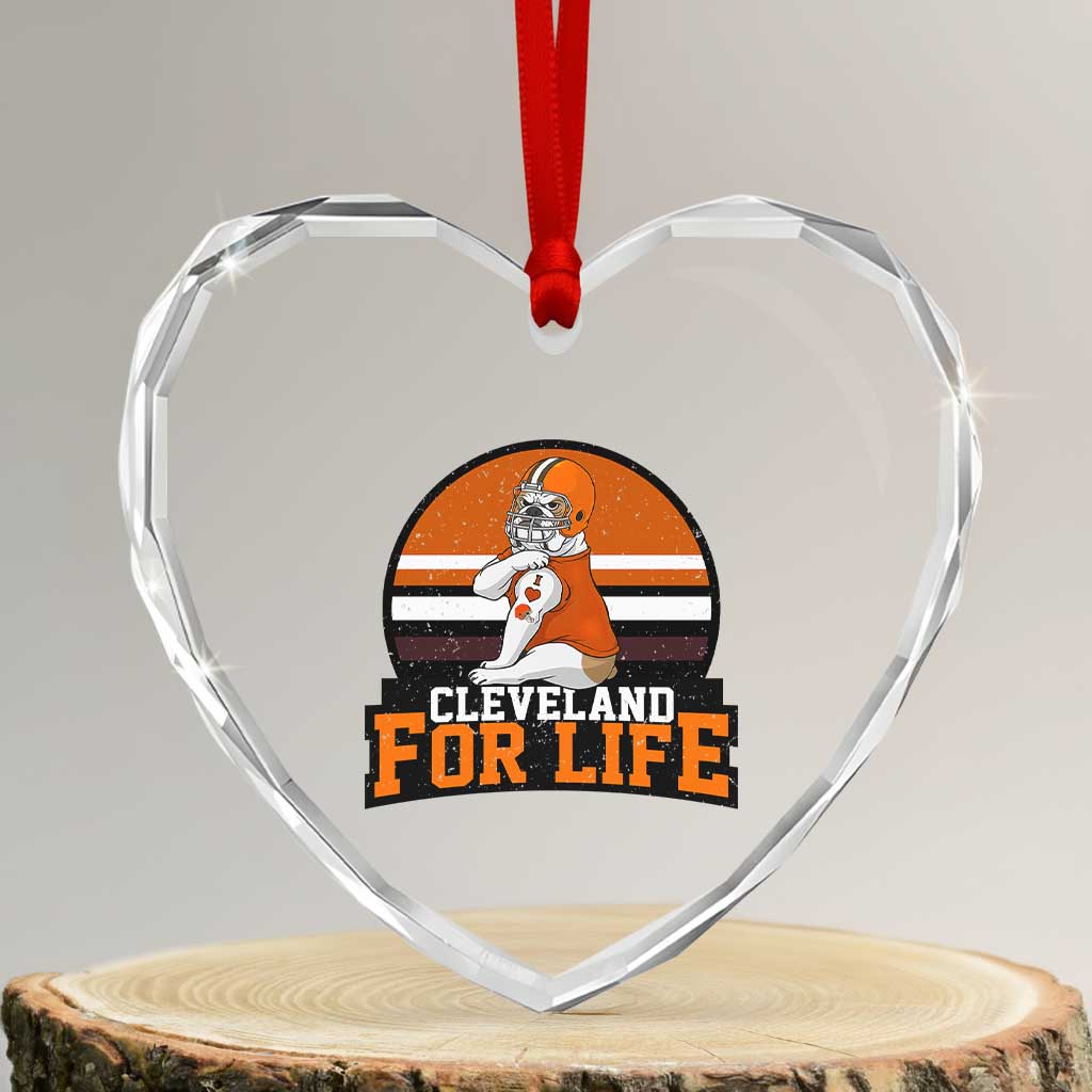 Funny Bulldog Game Day Heart Crystal Glass Ornament Cleveland For Life TS12 Transparent Glass 3'' Heart Print Your Wear