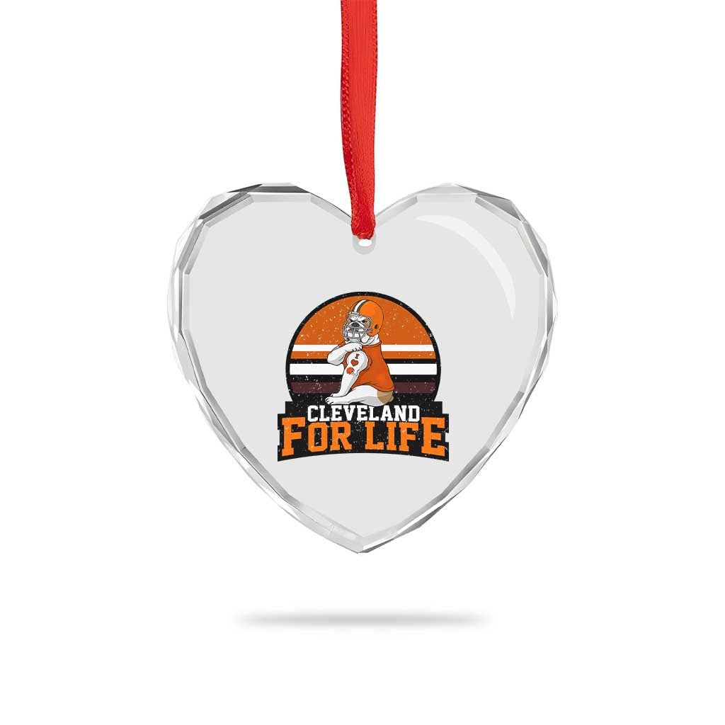 Funny Bulldog Game Day Heart Crystal Glass Ornament Cleveland For Life TS12 Print Your Wear