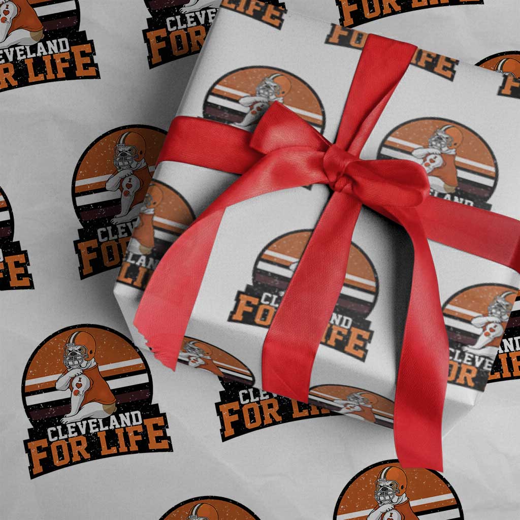Funny Bulldog Game Day Wrapping Paper Roll Cleveland For Life TS12 White Print Your Wear