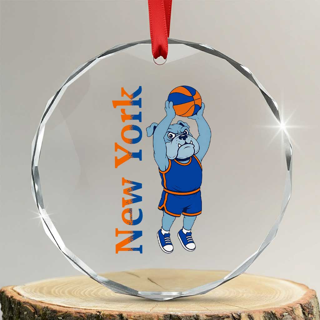 Funny Bulldog Playing Basketball Crystal Glass Ornament New York Pride TS12 Transparent Glass 3'' Circle Print Your Wear