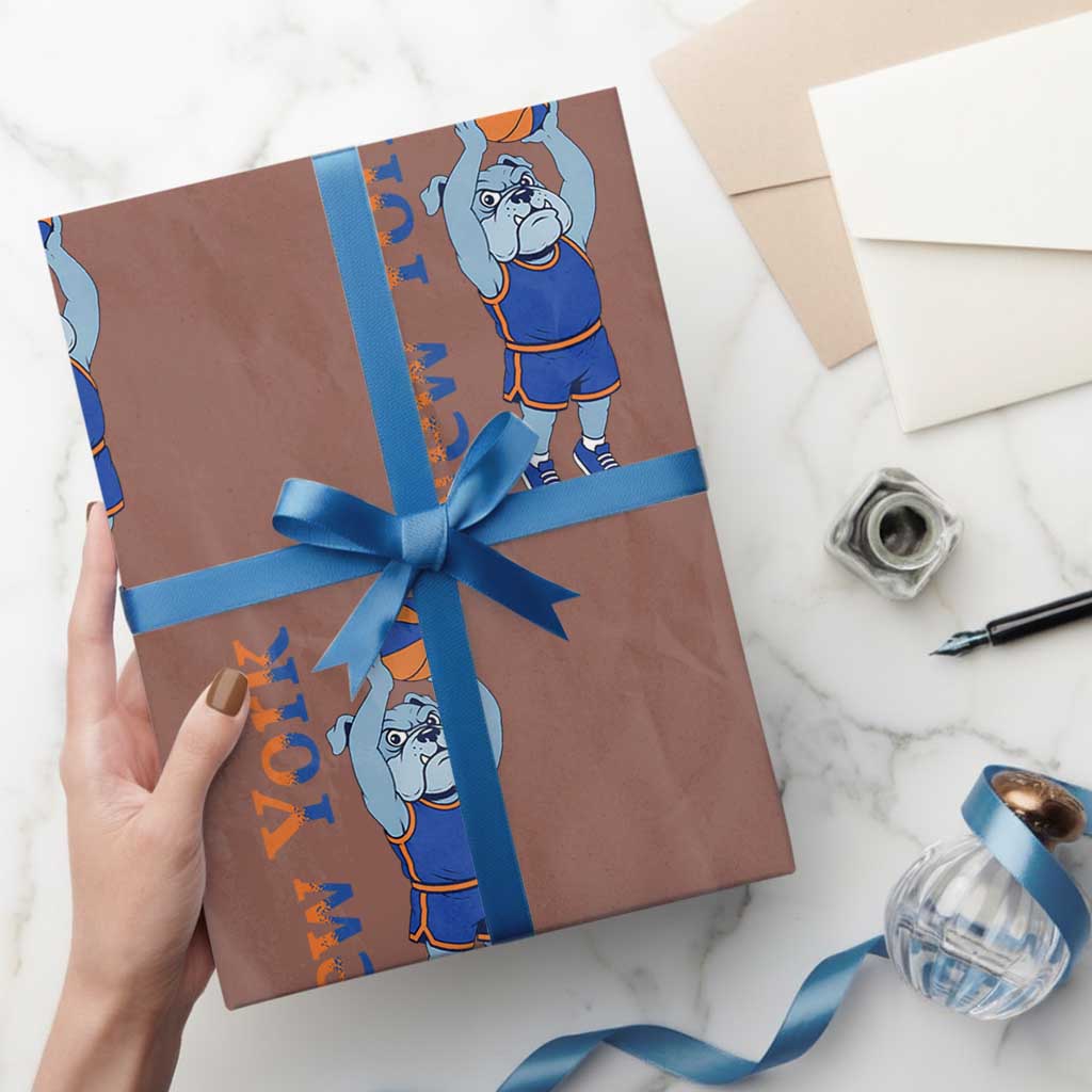 Funny Bulldog Playing Basketball Wrapping Paper Roll New York Pride