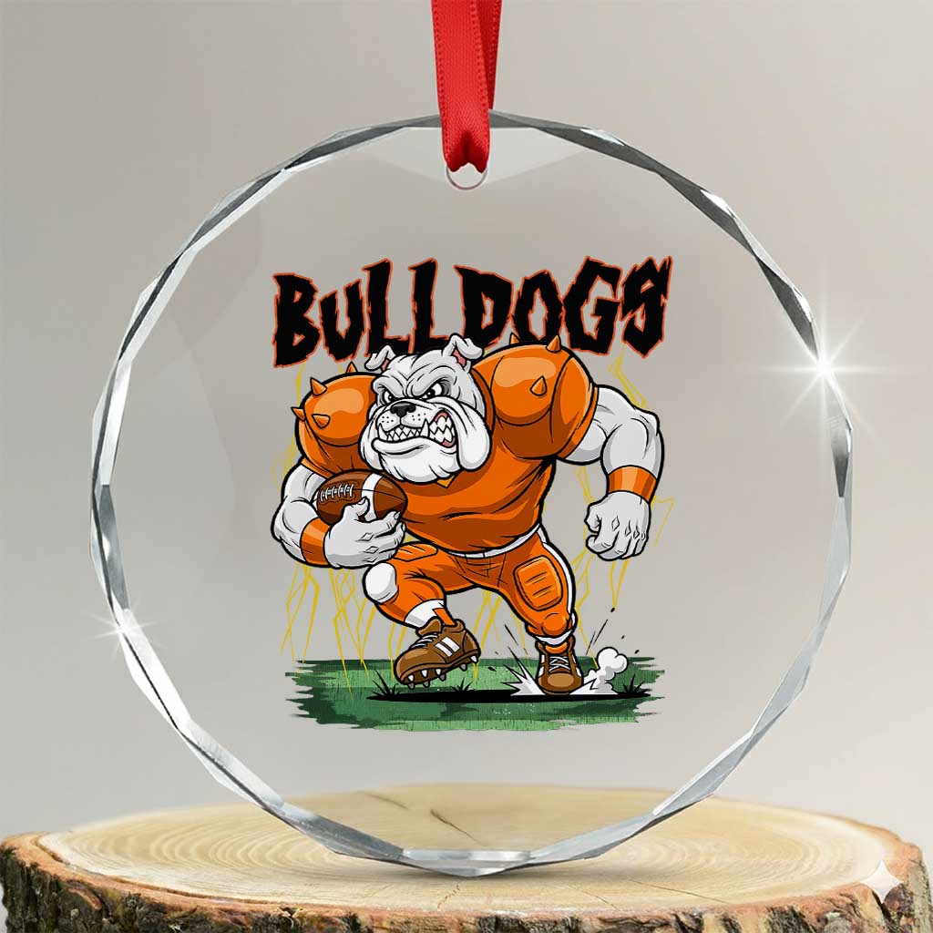 Funny Bulldog Playing Football Crystal Glass Ornament Game Day Dog Lover TS12 Transparent Glass 3'' Circle Print Your Wear