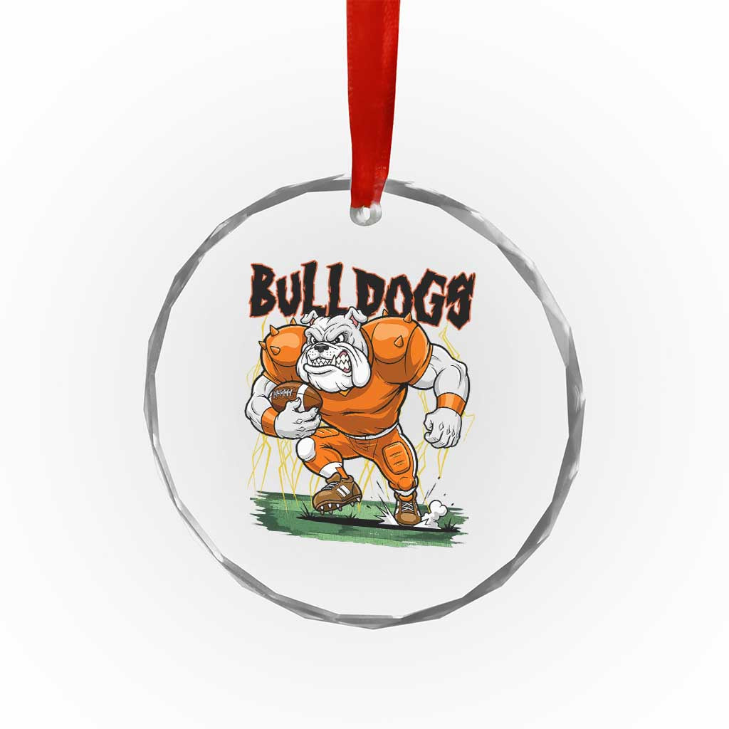 Funny Bulldog Playing Football Crystal Glass Ornament Game Day Dog Lover TS12 Print Your Wear