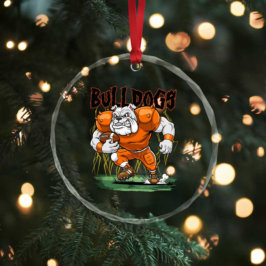 Funny Bulldog Playing Football Crystal Glass Ornament Game Day Dog Lover TS12 Print Your Wear