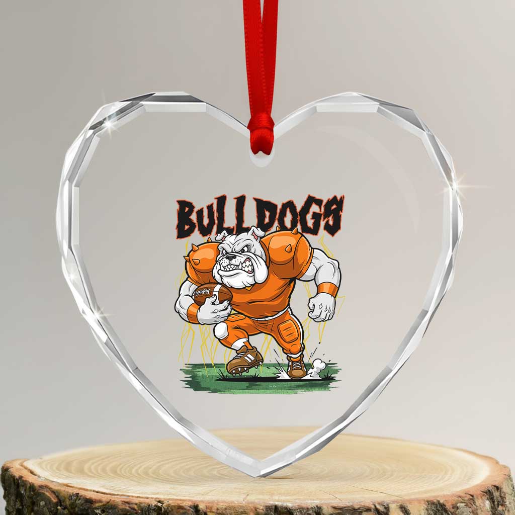 Funny Bulldog Playing Football Heart Crystal Glass Ornament Game Day Dog Lover TS12 Transparent Glass 3'' Heart Print Your Wear