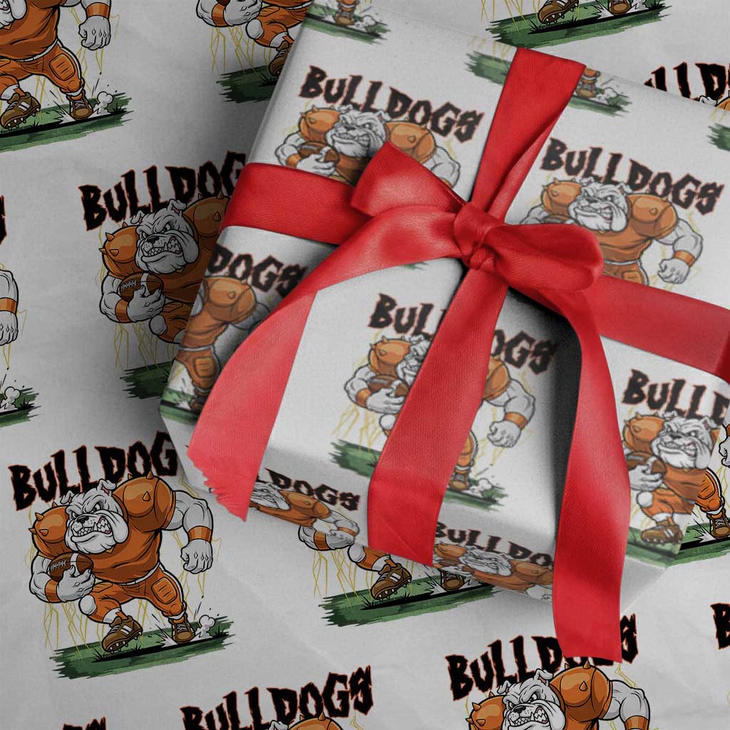 Funny Bulldog Playing Football Wrapping Paper Roll Game Day Dog Lover TS12 White Print Your Wear