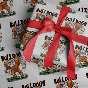 Funny Bulldog Playing Football Wrapping Paper Roll Game Day Dog Lover TS12 White Print Your Wear