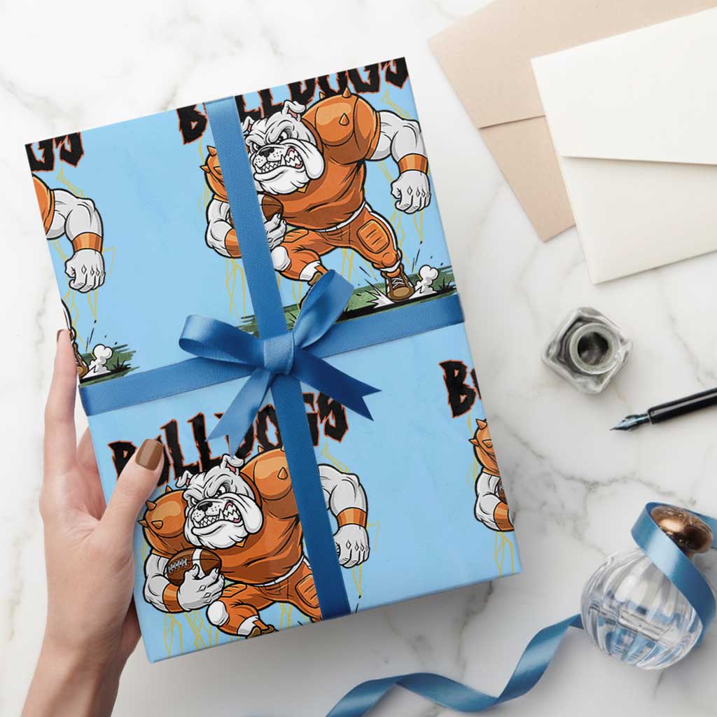 Funny Bulldog Playing Football Wrapping Paper Roll Game Day Dog Lover TS12 Light Blue Print Your Wear