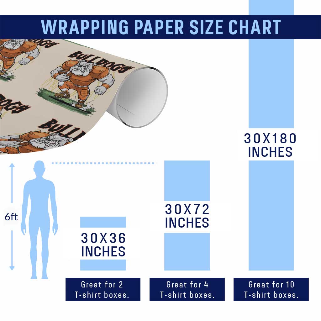 Funny Bulldog Playing Football Wrapping Paper Roll Game Day Dog Lover TS12 Print Your Wear