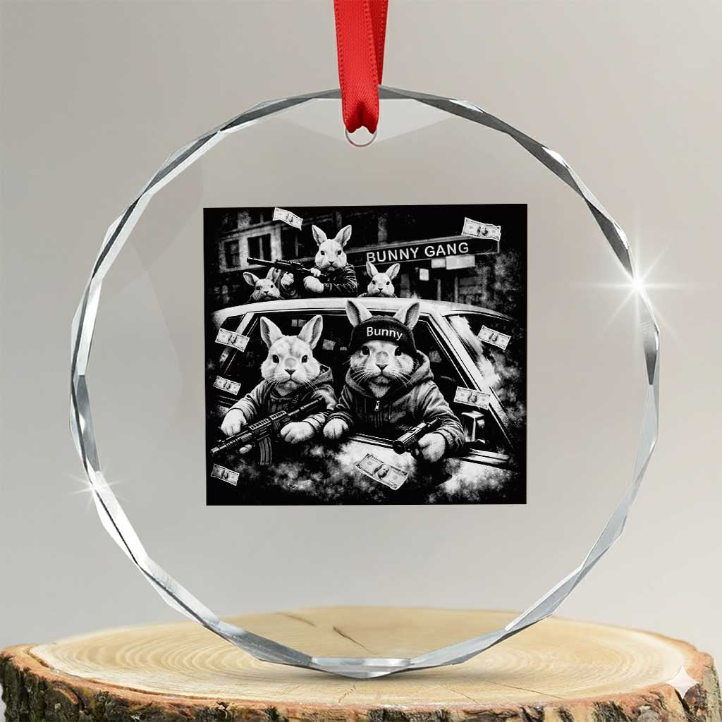 Funny Bunny Gang Crystal Glass Ornament Vintage Rabbit Meme TS10 Transparent Glass 3'' Circle Print Your Wear