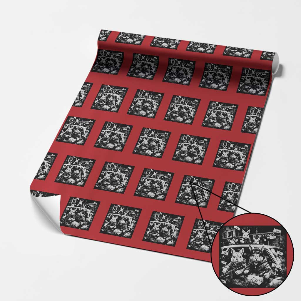 Funny Bunny Gang Wrapping Paper Roll Vintage Rabbit Meme TS10 Red Print Your Wear