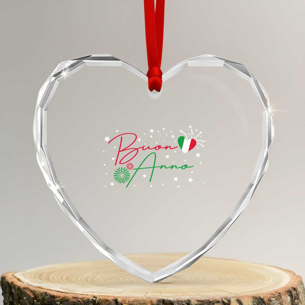 Funny Buon Anno Itlalian New Year Heart Crystal Glass Ornament TS11 Transparent Glass 3'' Heart Print Your Wear
