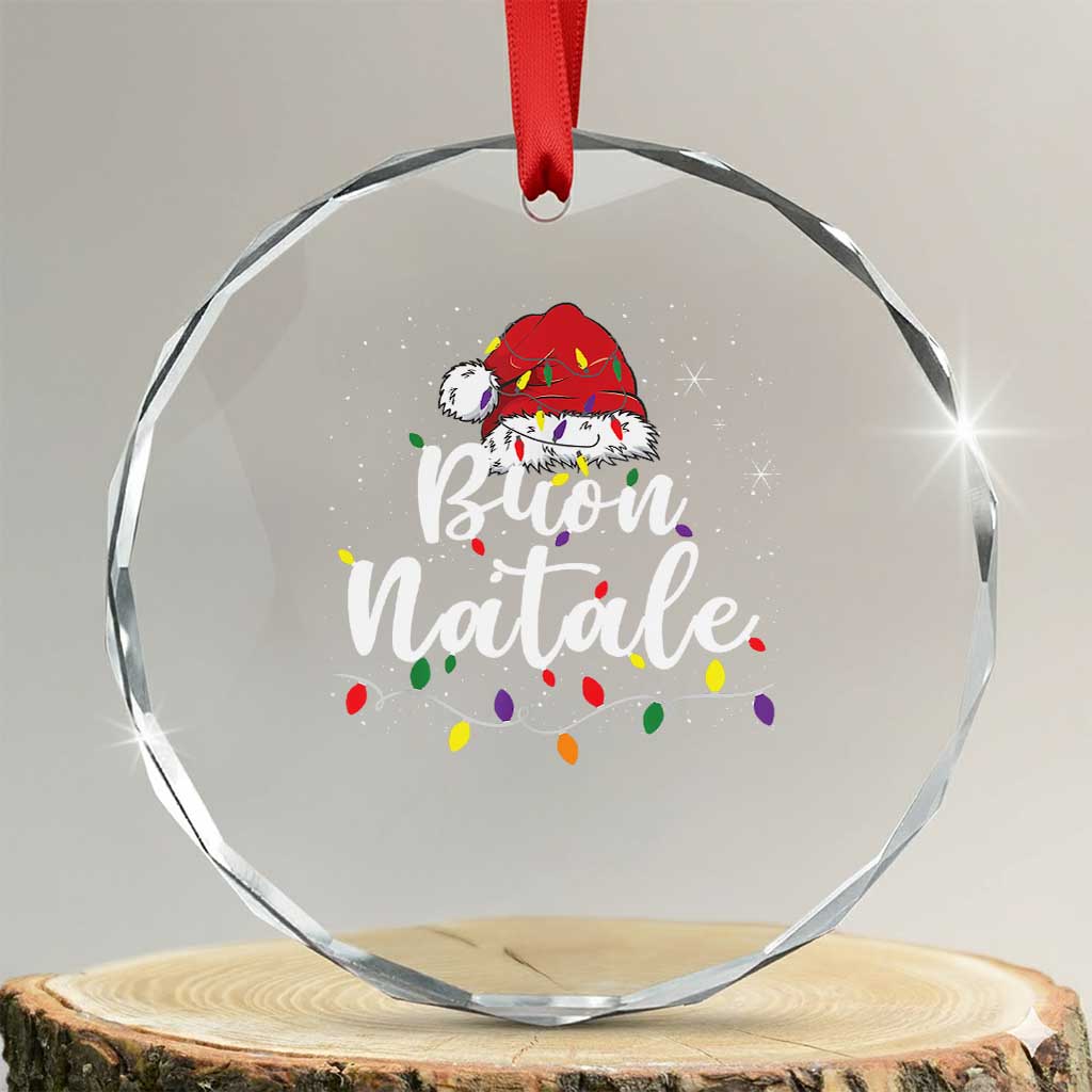 Funny Buon Natale Crystal Glass Ornament Italian Christmas Italy Pride Santa Hat TS11 Transparent Glass 3'' Circle Print Your Wear