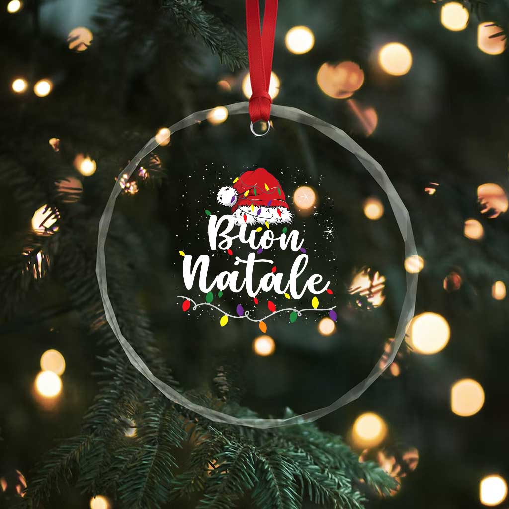 Funny Buon Natale Crystal Glass Ornament Italian Christmas Italy Pride Santa Hat TS11 Print Your Wear