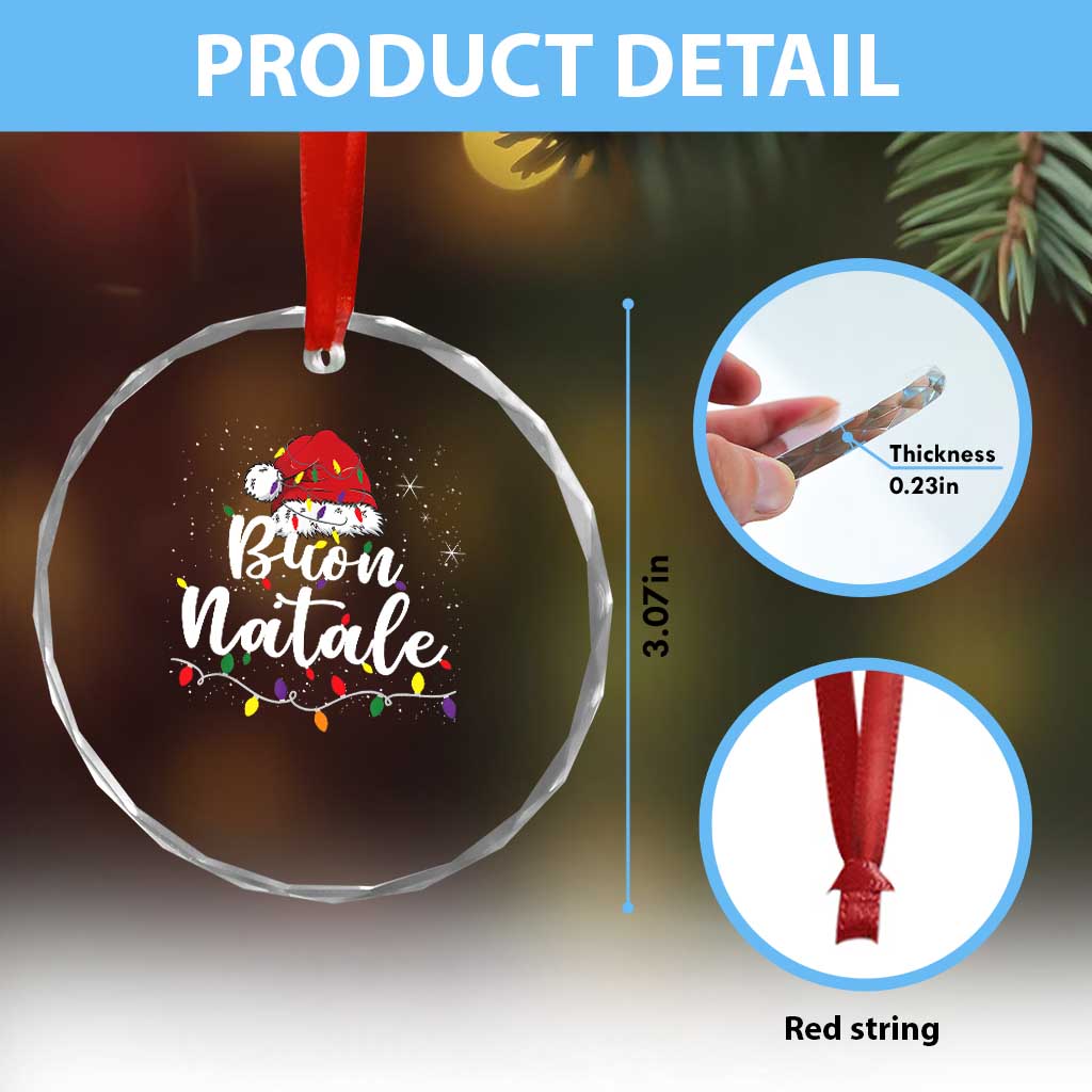 Funny Buon Natale Crystal Glass Ornament Italian Christmas Italy Pride Santa Hat TS11 Print Your Wear