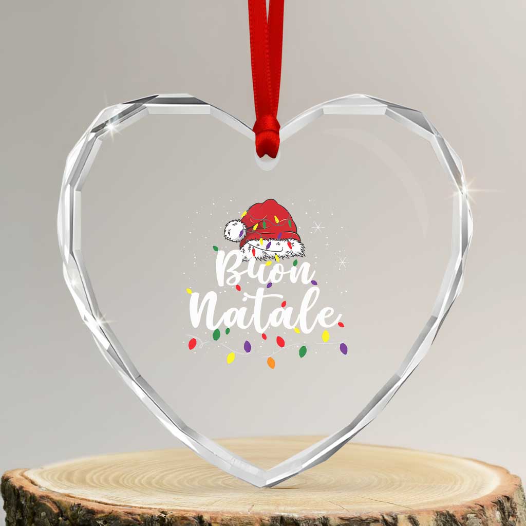 Funny Buon Natale Heart Crystal Glass Ornament Italian Christmas Italy Pride Santa Hat TS11 Transparent Glass 3'' Heart Print Your Wear