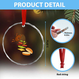 Funny Burger Ingredients Flying Into Bun Crystal Glass Ornament Fast Food Lover Gift