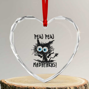 Funny Burnt Cat Heart Crystal Glass Ornament Pew Pew Madafakas TS02 Transparent Glass 3'' Heart Print Your Wear
