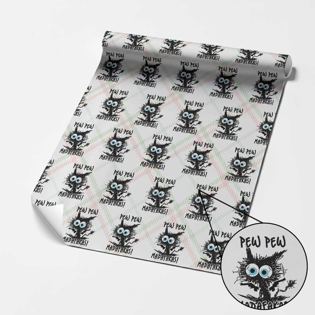 Funny Burnt Cat Wrapping Paper Roll Pew Pew Madafakas TS02 Christmas Plaid Print Your Wear