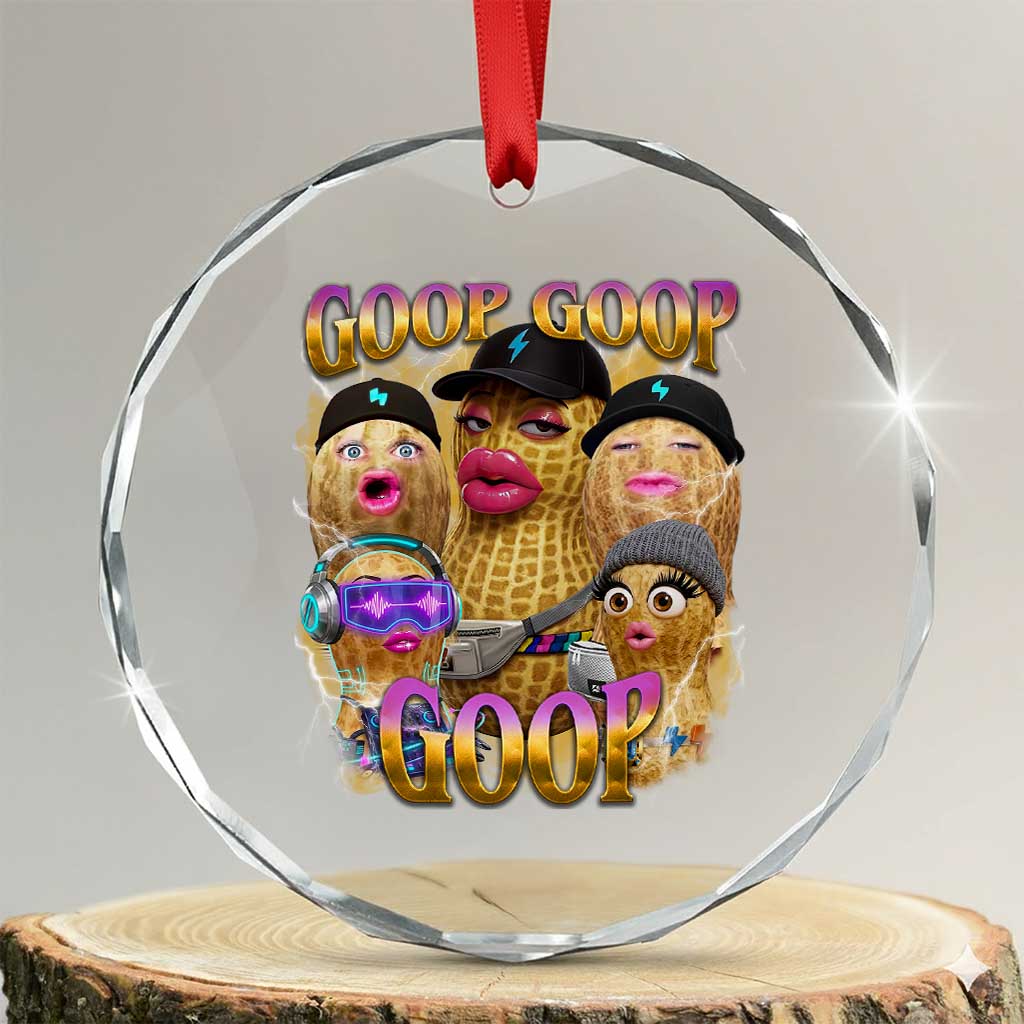 Funny Burnt Peanut Goop Crystal Glass Ornament Bungulato 90s Bootleg Meme Trendy TS14 Transparent Glass 3'' Circle Print Your Wear
