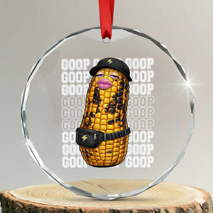 Funny Burnt Peanut Goop Crystal Glass Ornament Burnt Corn Meme Viral Humor TS14 Transparent Glass 3'' Circle Print Your Wear