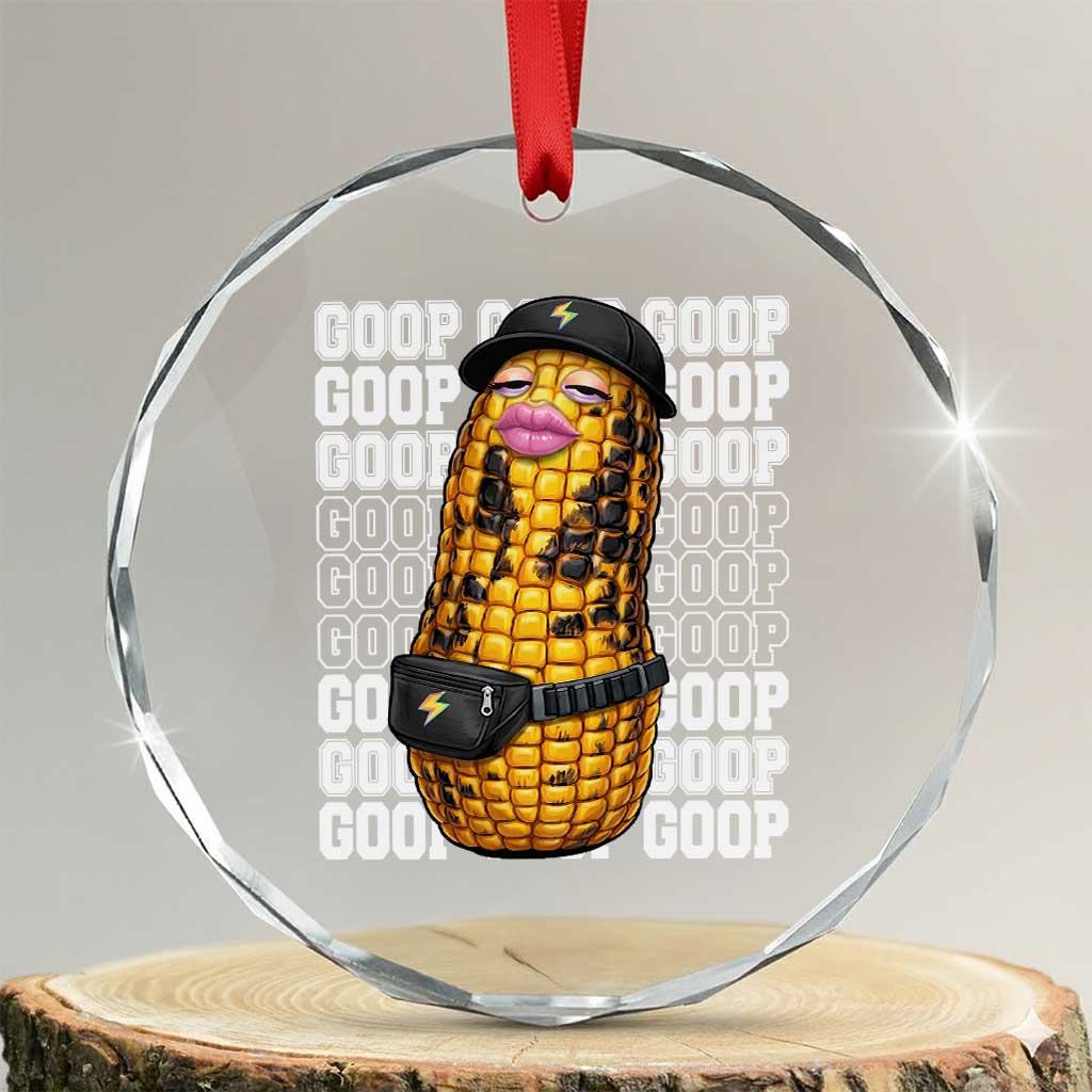 Funny Burnt Peanut Goop Crystal Glass Ornament Burnt Corn Meme Viral Humor TS14 Transparent Glass 3'' Circle Print Your Wear