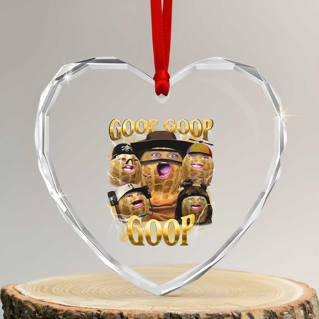 Funny Burnt Peanut Goop Heart Crystal Glass Ornament Bungulato 90s Bootleg TS14 Transparent Glass 3'' Heart Print Your Wear
