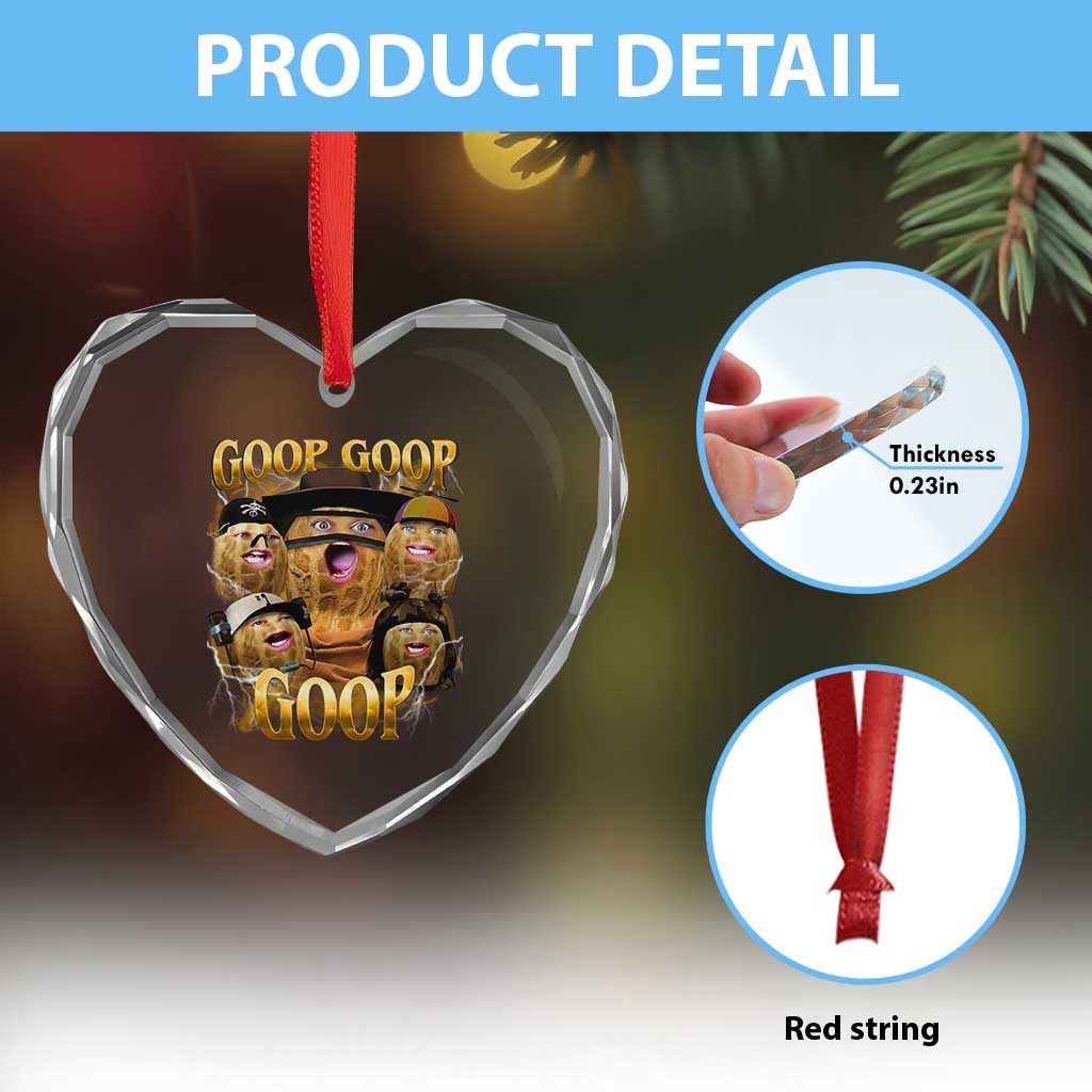 Funny Burnt Peanut Goop Heart Crystal Glass Ornament Bungulato 90s Bootleg TS14 Print Your Wear