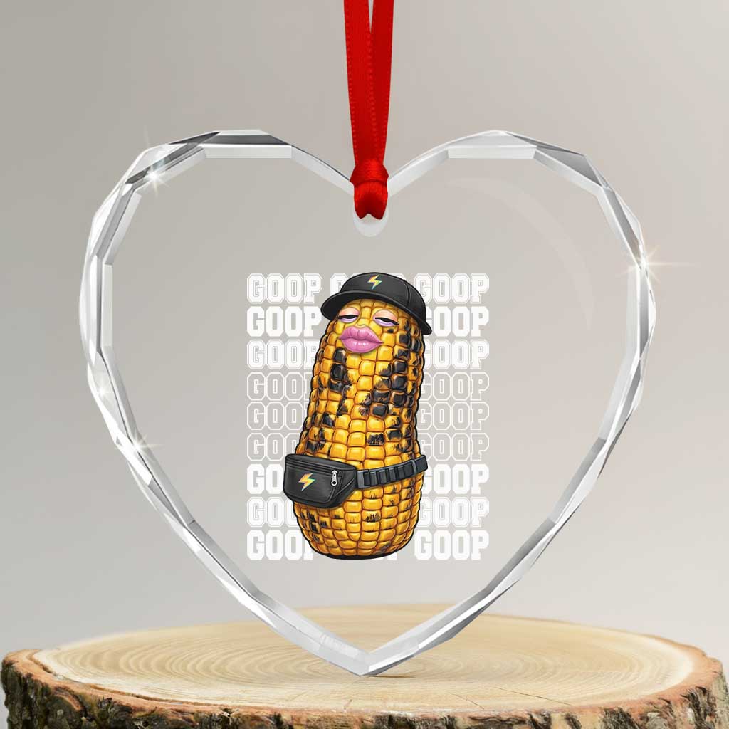 Funny Burnt Peanut Goop Heart Crystal Glass Ornament Burnt Corn Meme Viral Humor TS14 Transparent Glass 3'' Heart Print Your Wear