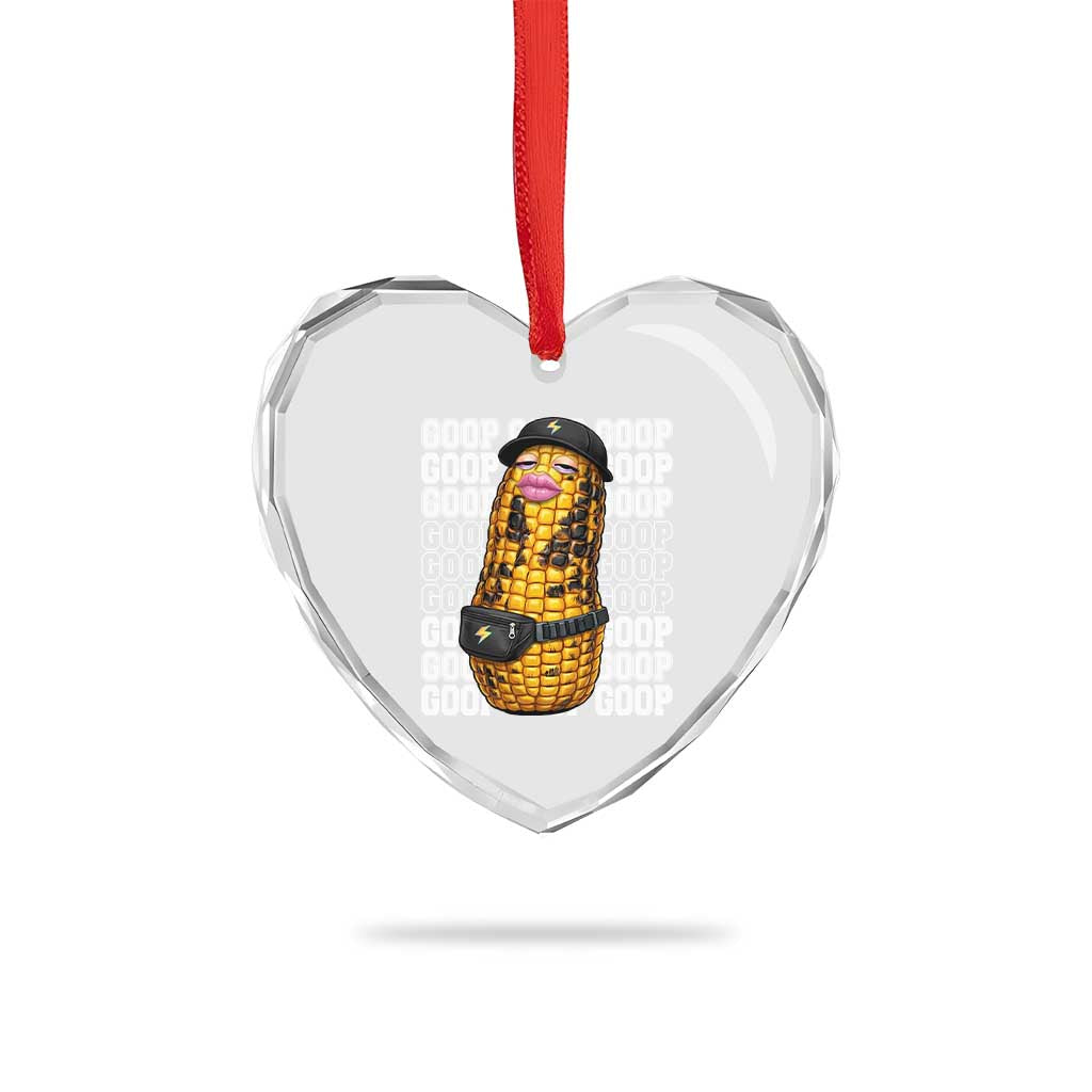 Funny Burnt Peanut Goop Heart Crystal Glass Ornament Burnt Corn Meme Viral Humor TS14 Print Your Wear