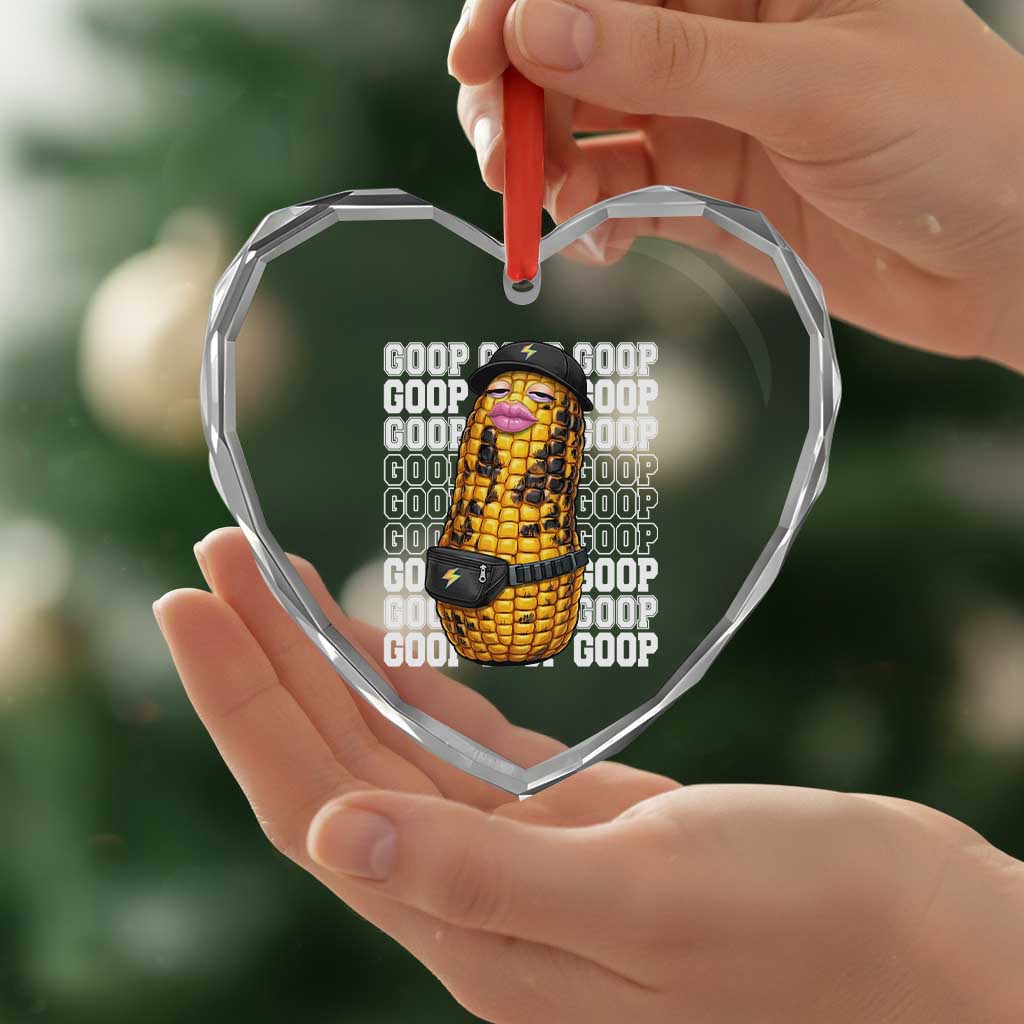 Funny Burnt Peanut Goop Heart Crystal Glass Ornament Burnt Corn Meme Viral Humor TS14 Print Your Wear