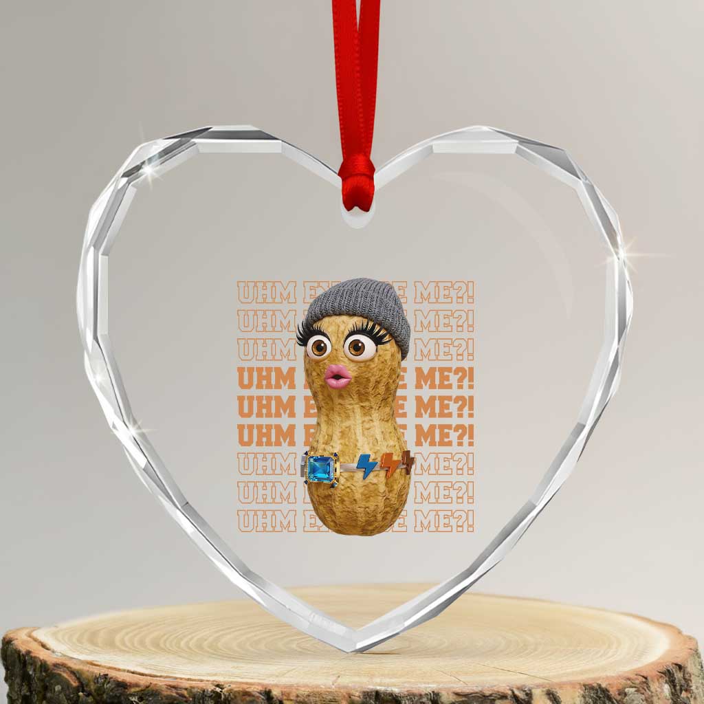Funny Burnt Peanut Goop Heart Crystal Glass Ornament Uhm Excuse Me TS14 Transparent Glass 3'' Heart Print Your Wear