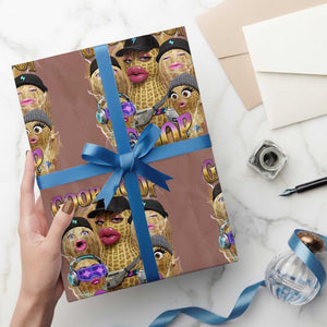 Funny Burnt Peanut Goop Wrapping Paper Roll - Bungulato 90s Bootleg Meme Trendy TS14 Mocha Print Your Wear