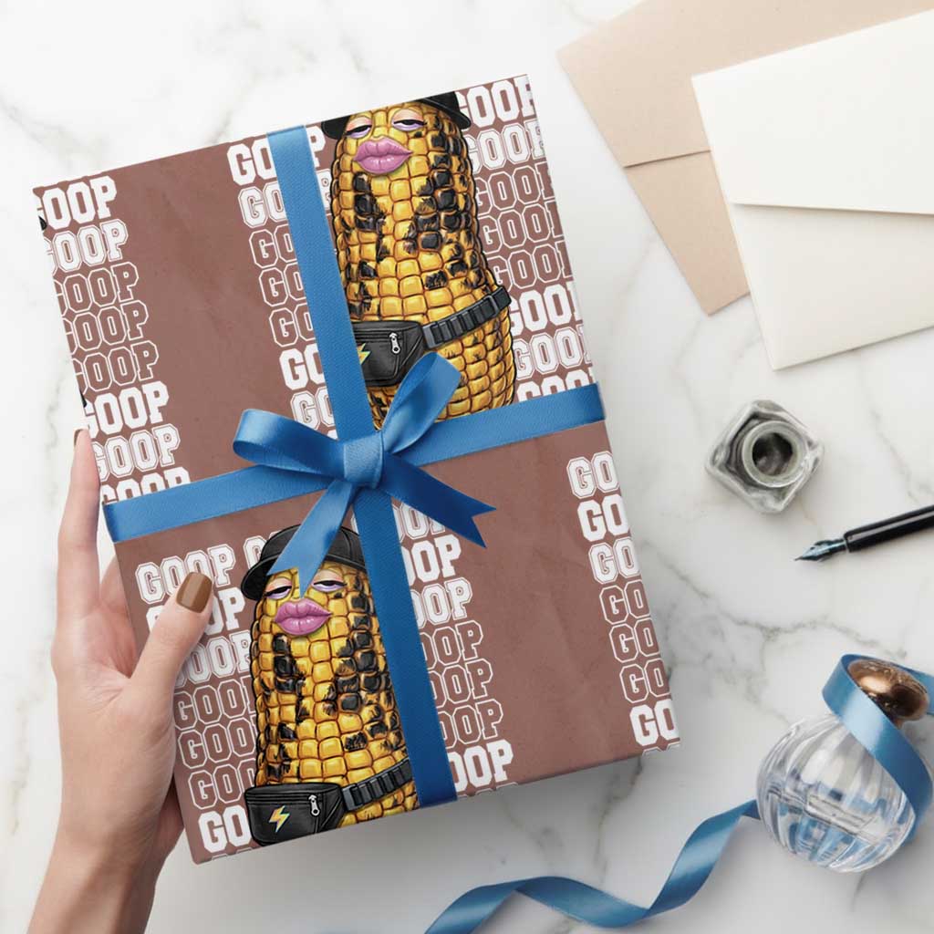 Funny Burnt Peanut Goop Wrapping Paper Roll Burnt Corn Meme Viral Humor TS14 Mocha Print Your Wear