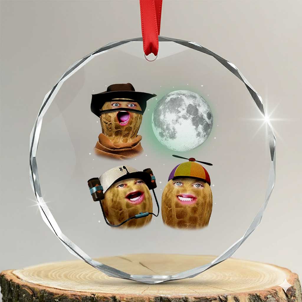 Funny Burnt Peanut Howling at the Moon Crystal Glass Ornament TS14 Transparent Glass 3'' Circle Print Your Wear