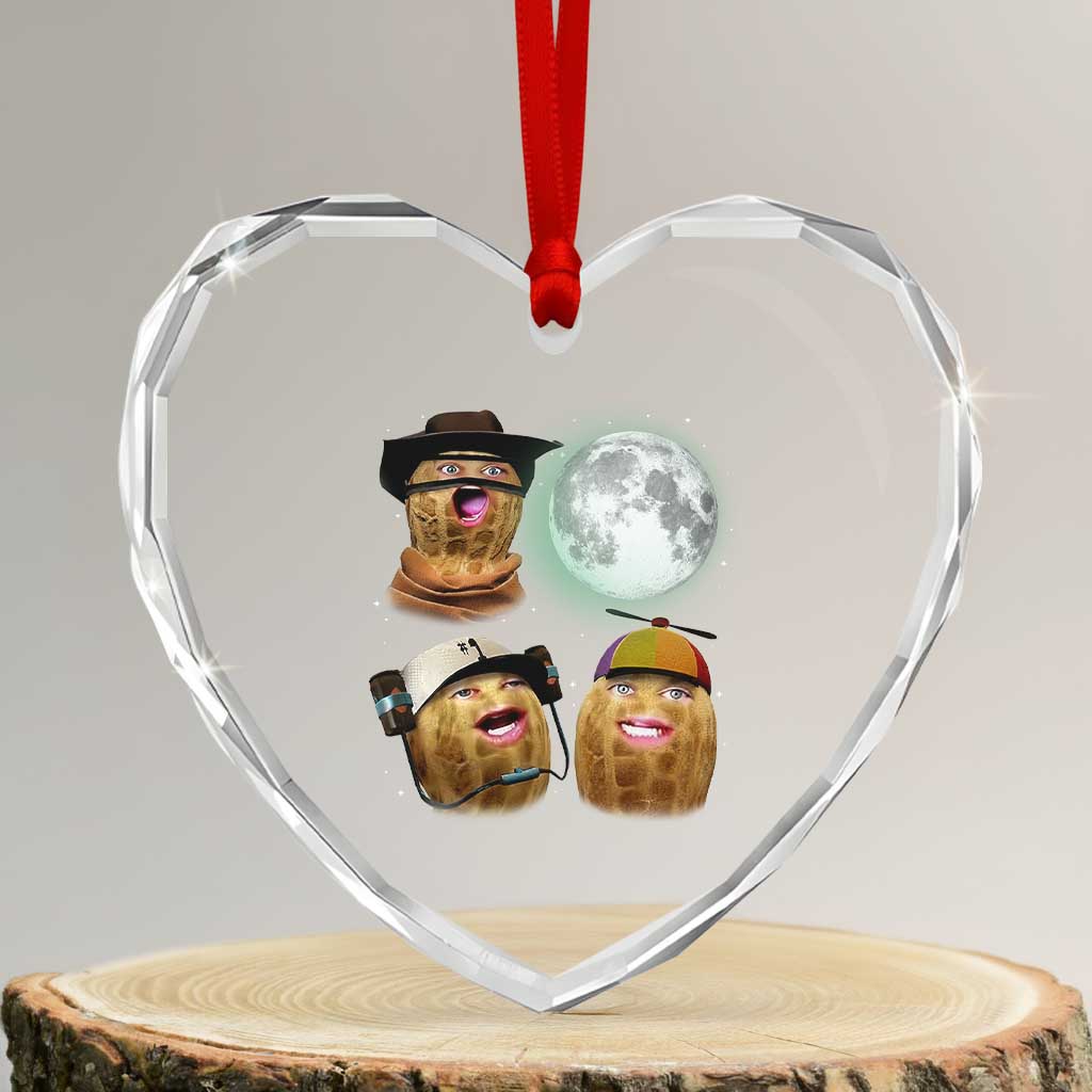 Funny Burnt Peanut Howling at the Moon Heart Crystal Glass Ornament TS14 Transparent Glass 3'' Heart Print Your Wear
