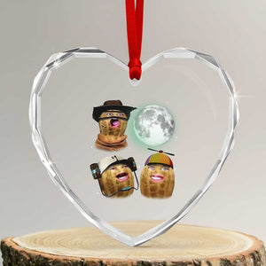 Funny Burnt Peanut Howling at the Moon Heart Crystal Glass Ornament TS14 Transparent Glass 3'' Heart Print Your Wear